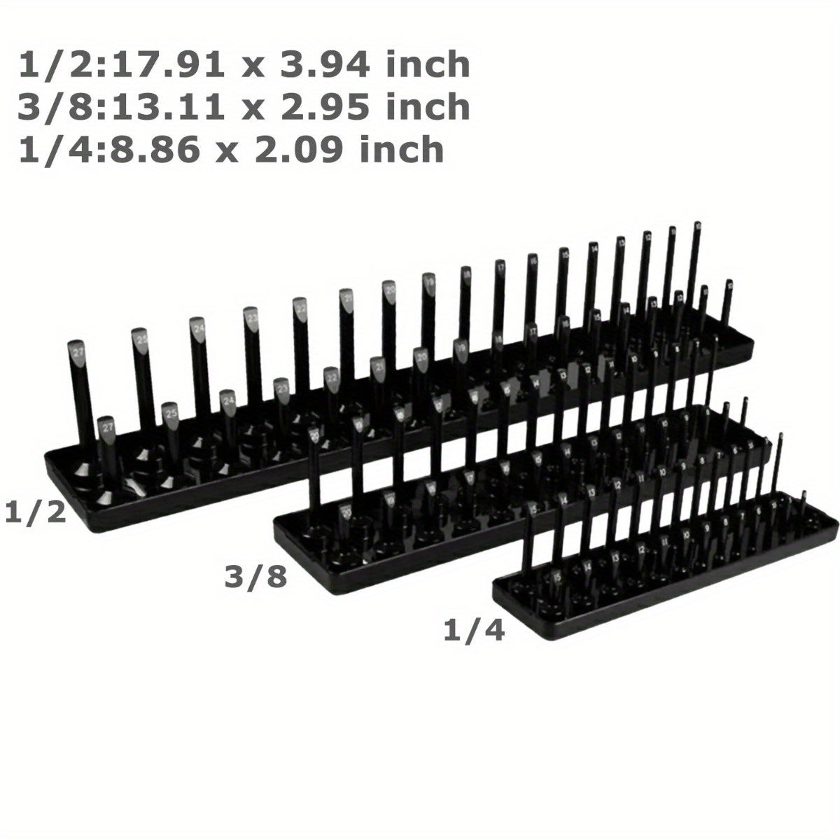 6Pcs Socket Organizer Tray Set, Holds 90 Metric and 76 SAE Sockets, 1/4", 3/8", 1/2" Drive