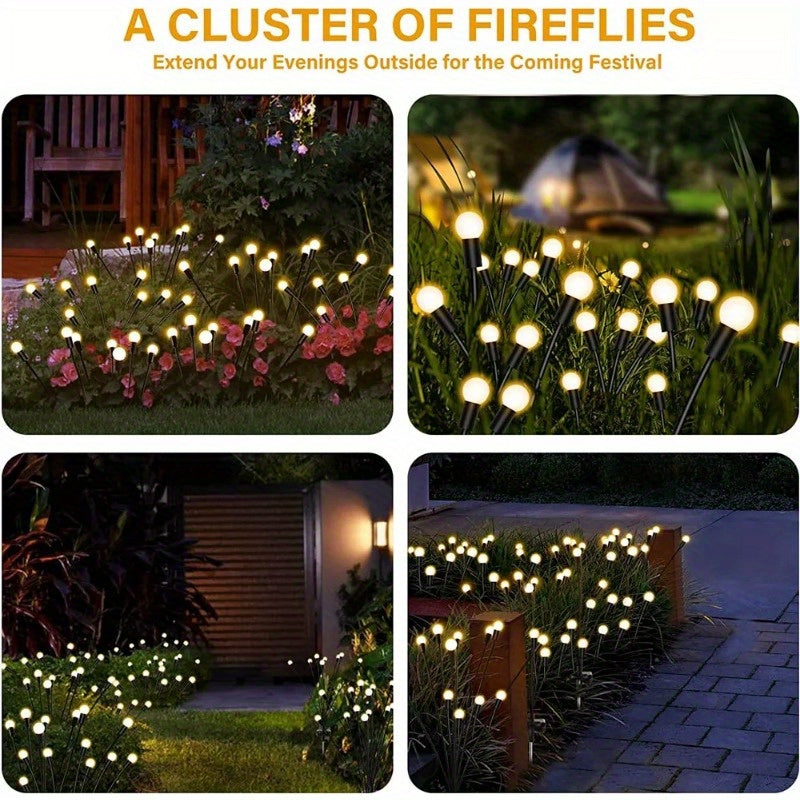 32 LED Solar Firefly Lights - Waterproof Swaying Garden Lamps | Outdoor Landscape Decor (Set of 4)