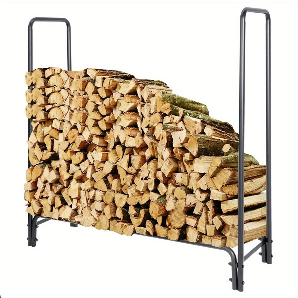 4 Feet Firewood Log Rack - Wood Storage Holder for Fireplace, Stove, Fire Pit