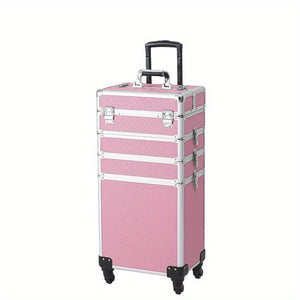 Pro 4in1 Aluminum Rolling Makeup Case Cosmetic Box Trolley Large Storage Space