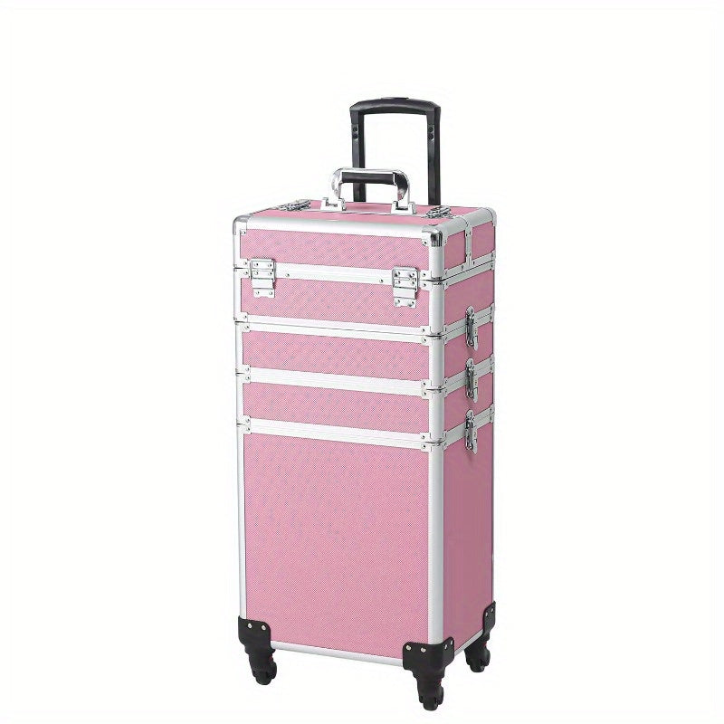 Pro 4in1 Aluminum Rolling Makeup Case Cosmetic Box Trolley Large Storage Space