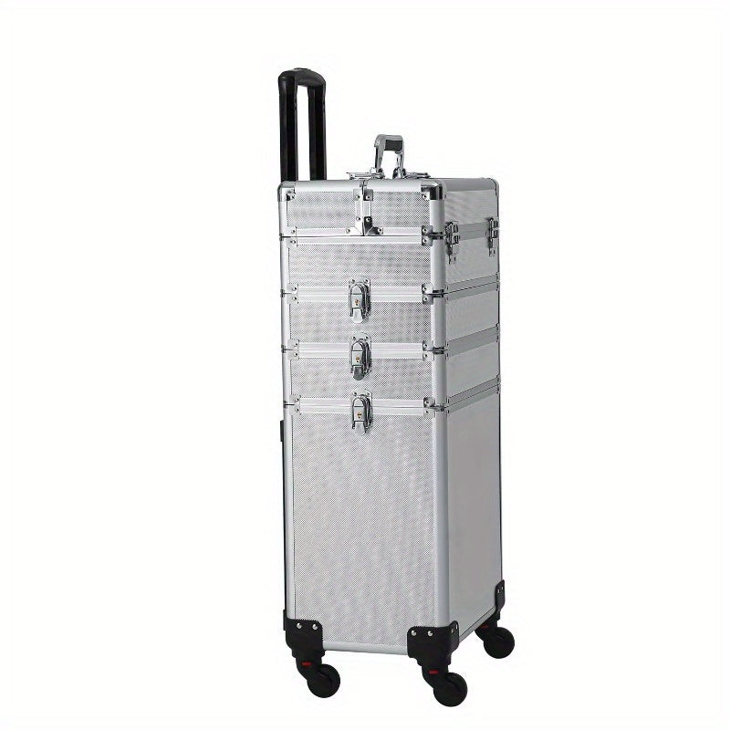Pro 4in1 Aluminum Rolling Makeup Case Cosmetic Box Trolley Large Storage Space