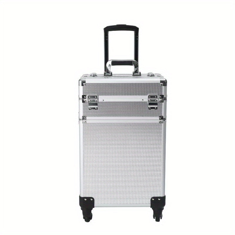 Pro 4in1 Aluminum Rolling Makeup Case Cosmetic Box Trolley Large Storage Space