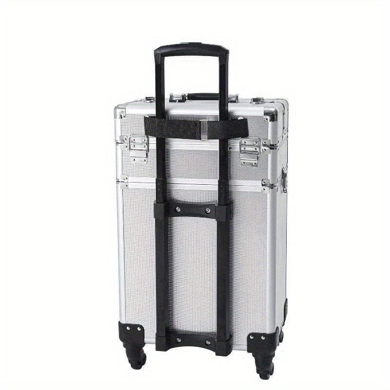Pro 4in1 Aluminum Rolling Makeup Case Cosmetic Box Trolley Large Storage Space