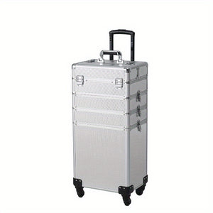 Pro 4in1 Aluminum Rolling Makeup Case Cosmetic Box Trolley Large Storage Space