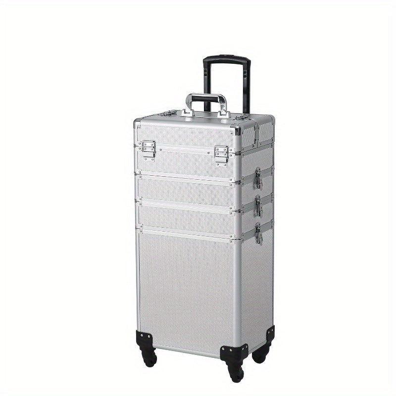 Pro 4in1 Aluminum Rolling Makeup Case Cosmetic Box Trolley Large Storage Space