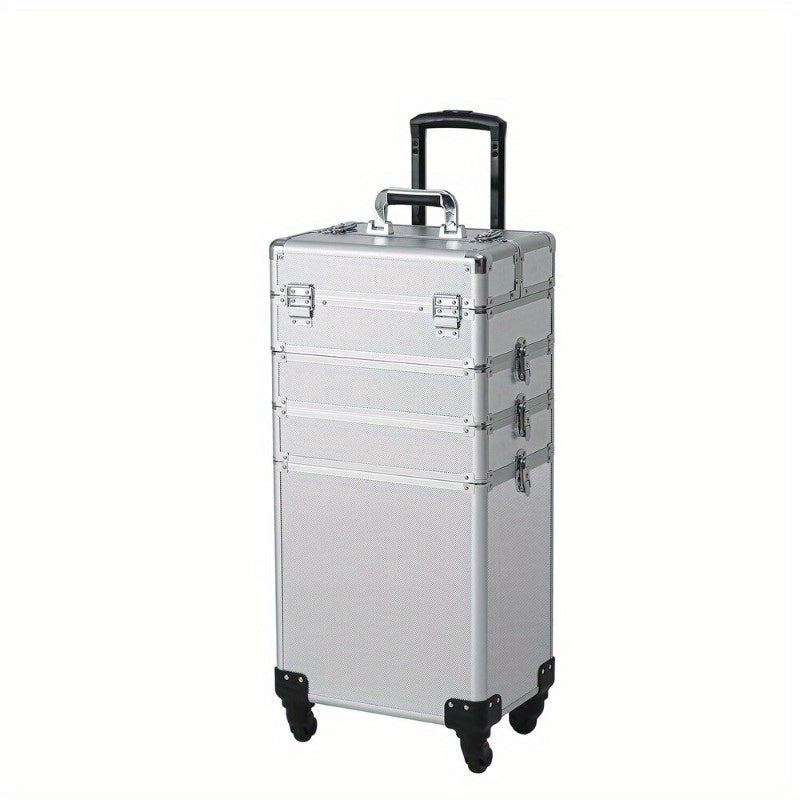 Pro 4in1 Aluminum Rolling Makeup Case Cosmetic Box Trolley Large Storage Space