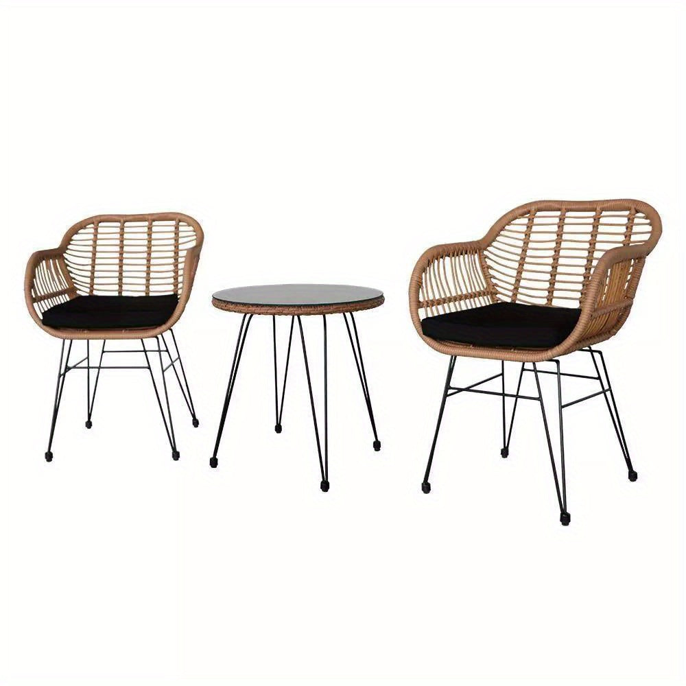 3piece Wicker Rattan Patio Outdoor Furniture Conversation Bistro Set Garden New