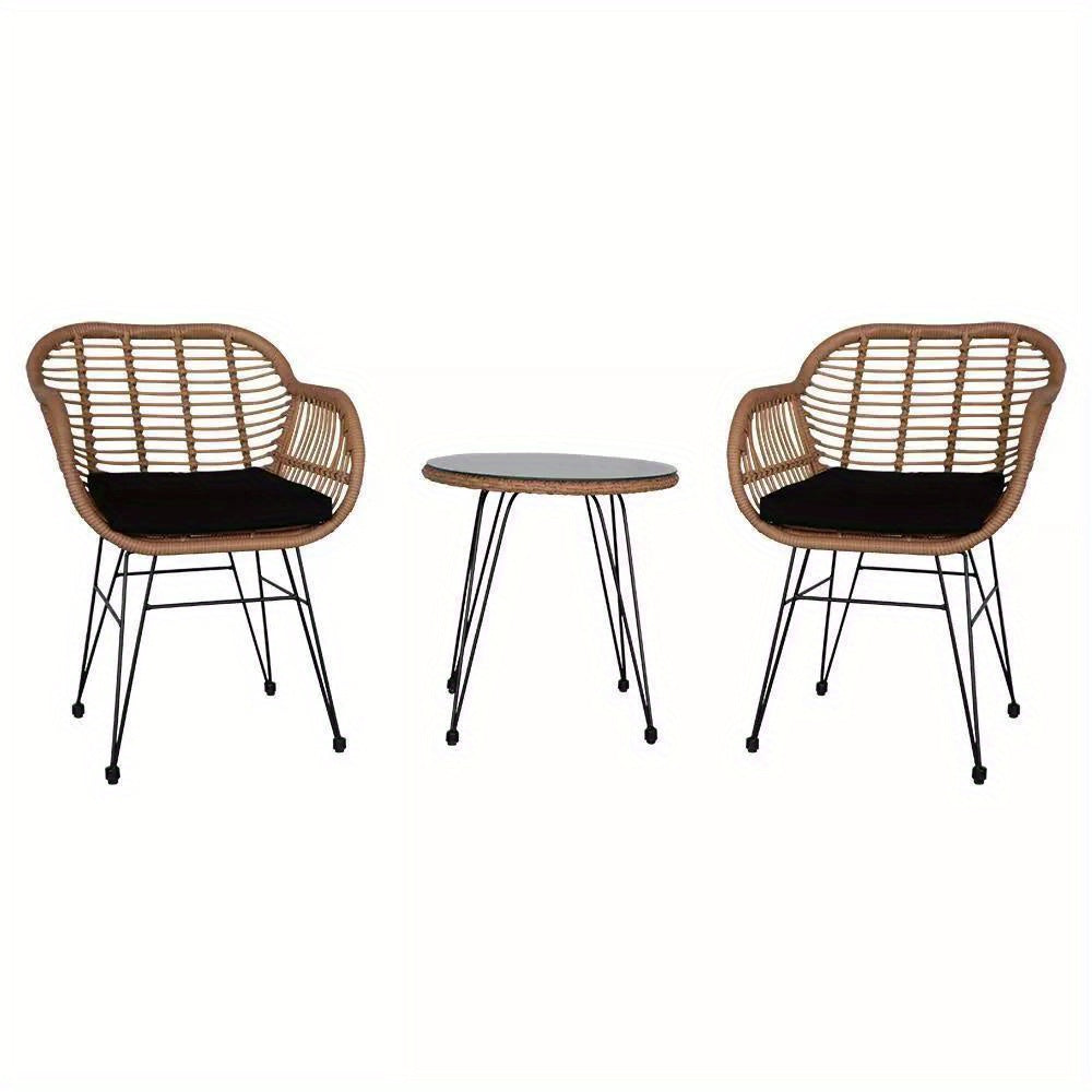 3piece Wicker Rattan Patio Outdoor Furniture Conversation Bistro Set Garden New