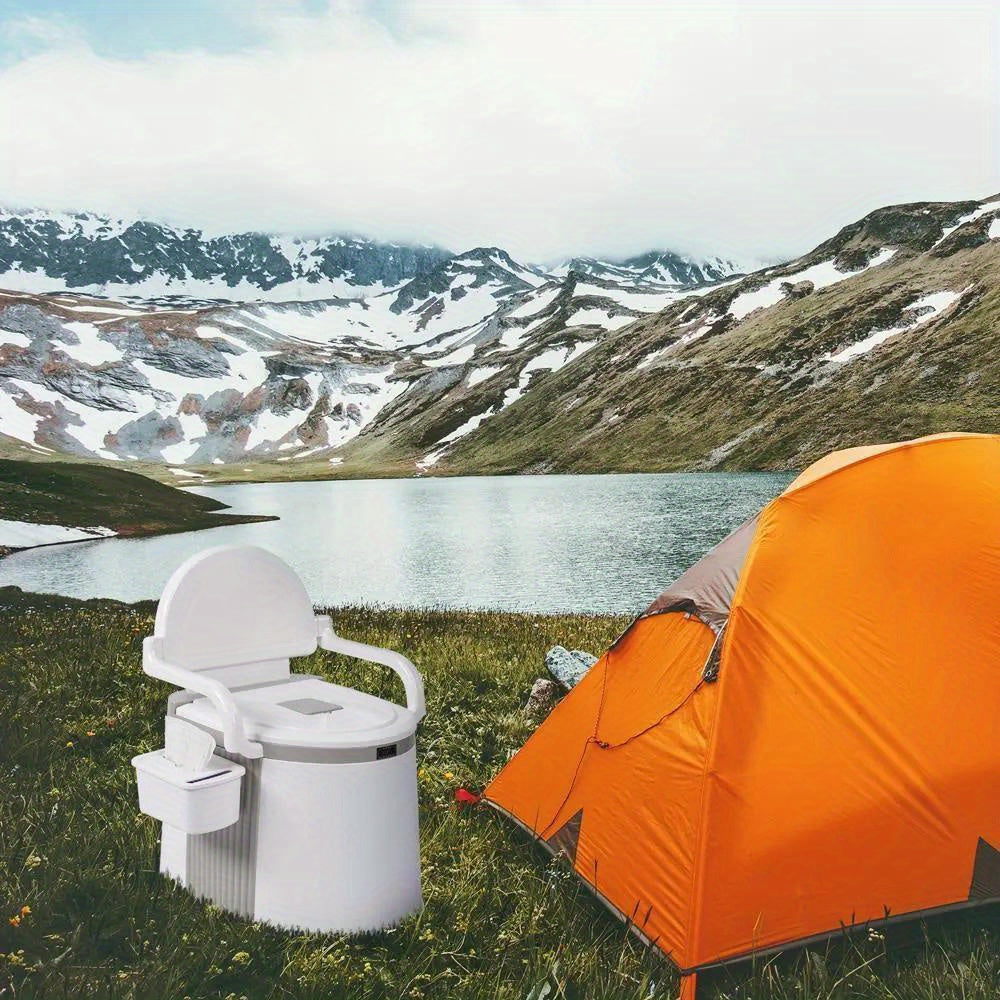 5 Gallon Camping Portable Toilet Travel Outdoor/Indoor Commode Potty +Tissue Box
