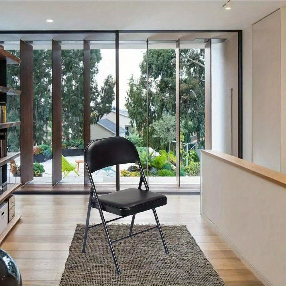 6-Pack Black Padded Fabric Seat and Back Portable Stacking Folding Chairs New