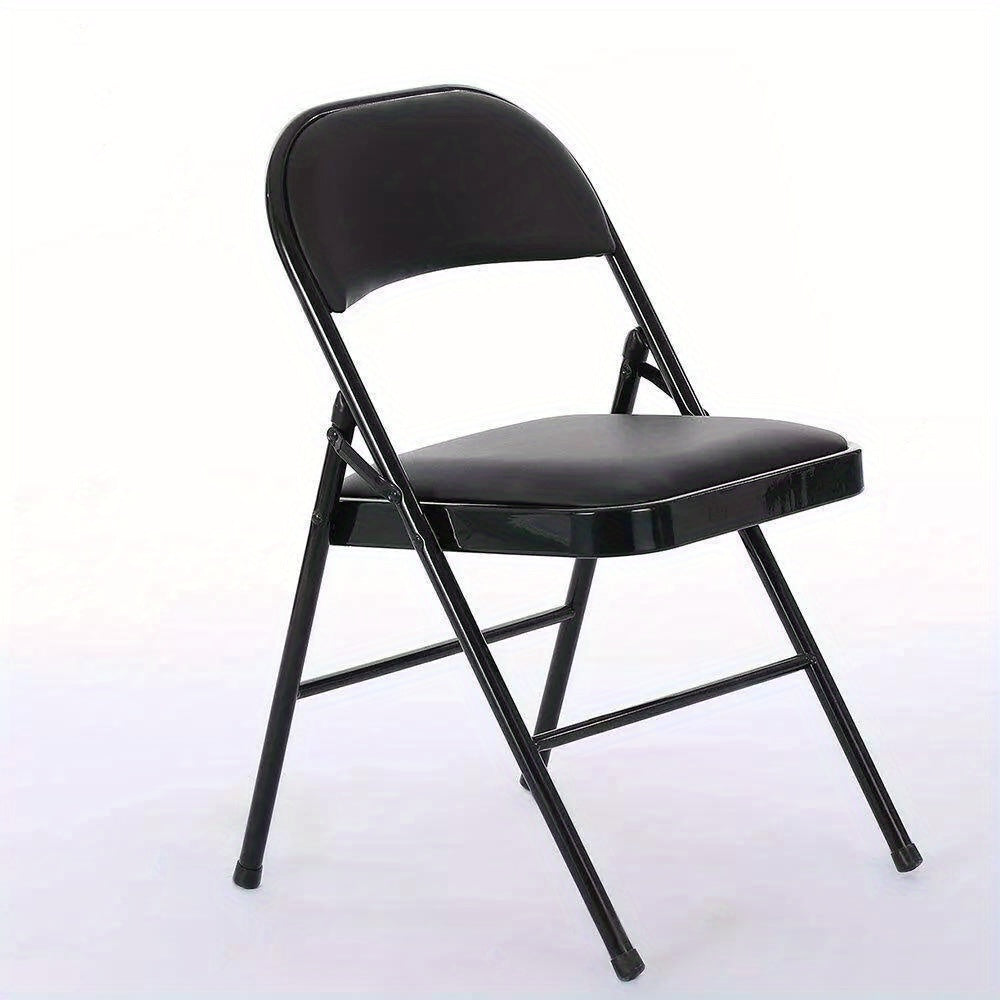 6-Pack Black Padded Fabric Seat and Back Portable Stacking Folding Chairs New