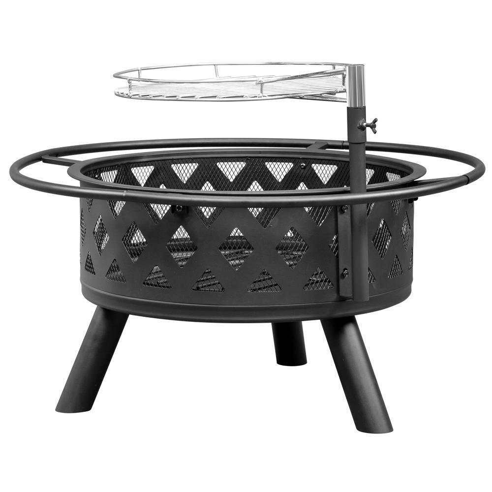 30Inch Fire Pit Stove Table Backyard Heater Patio Fire Pit With BBQ Grill