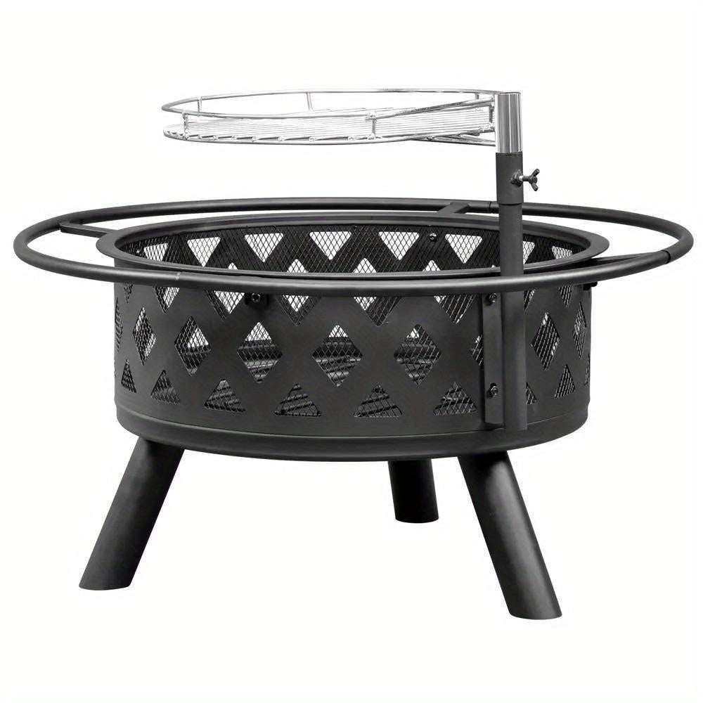 30Inch Fire Pit Stove Table Backyard Heater Patio Fire Pit With BBQ Grill