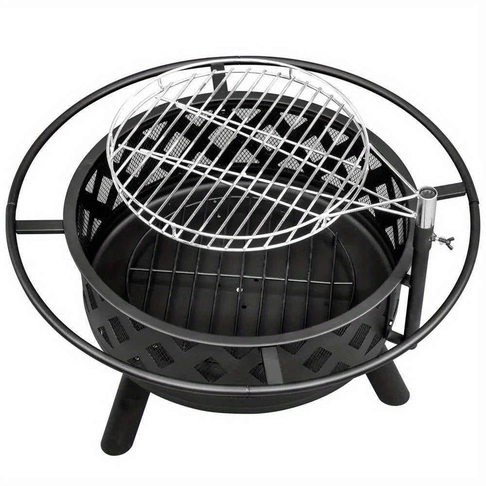 30Inch Fire Pit Stove Table Backyard Heater Patio Fire Pit With BBQ Grill