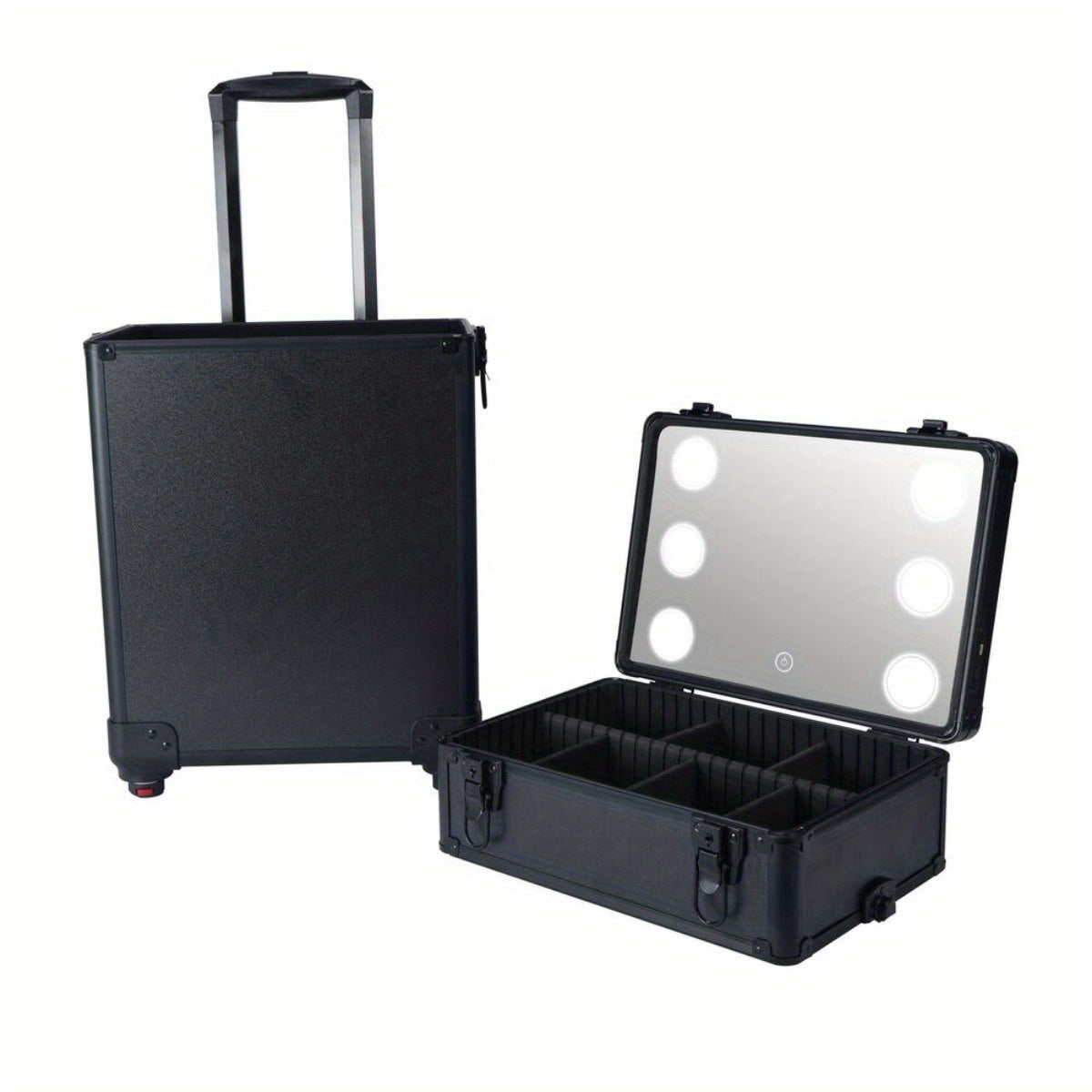 4-in-1 Professional Makeup Rolling Organizer Case with LED Light - Cosmetic Box