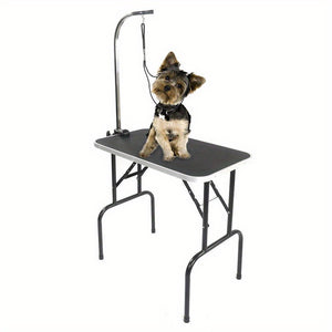 32Inches Large Pet Grooming Table Folding Dog Cat Table w/Arm/Noose/Mesh Tray Black