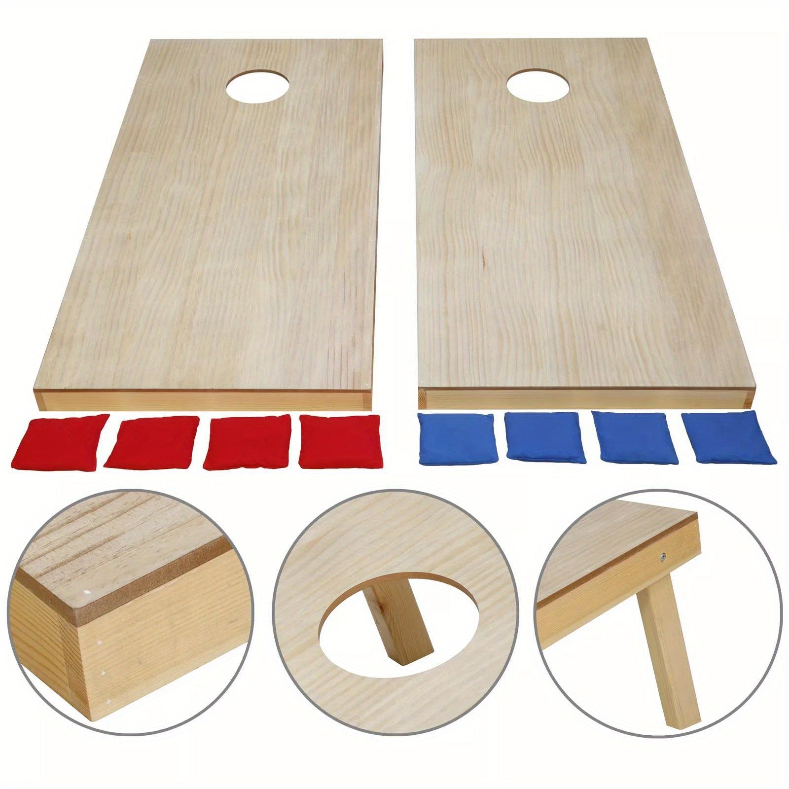 Unfinished Solid Wood Bean Bag Toss Cornhole Board Game Set Size Carry Bag 4x2ft