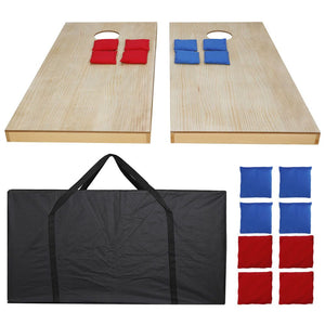 Unfinished Solid Wood Bean Bag Toss Cornhole Board Game Set Size Carry Bag 4x2ft