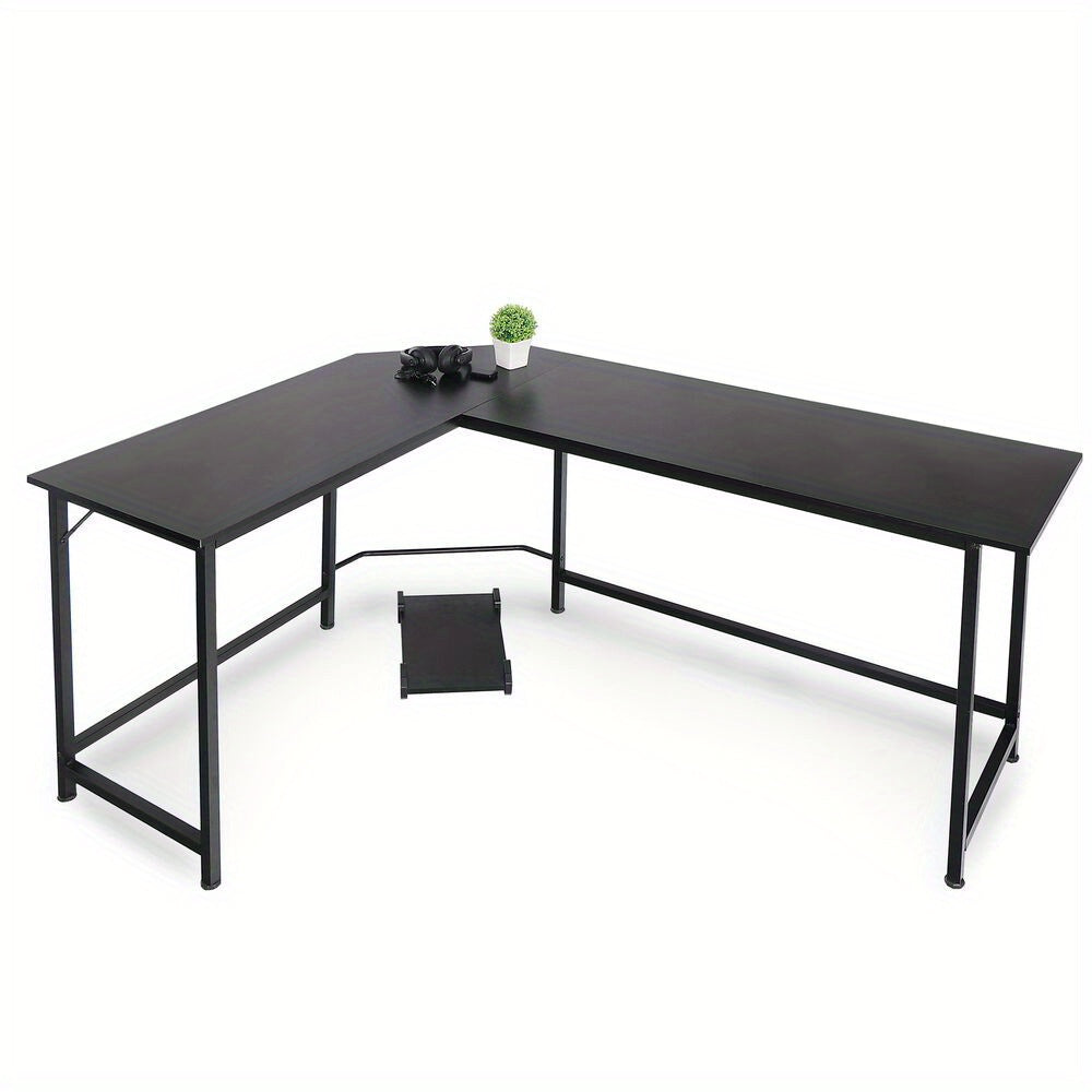 L-Shaped Desk Corner Computer Gaming Work Table Workstation Office Black 66Inches