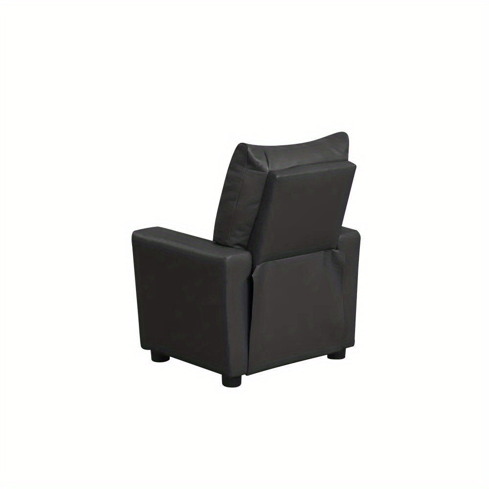 Perline 23InchW Black PVC Fabric Kids Recliner Chair with Cupholder