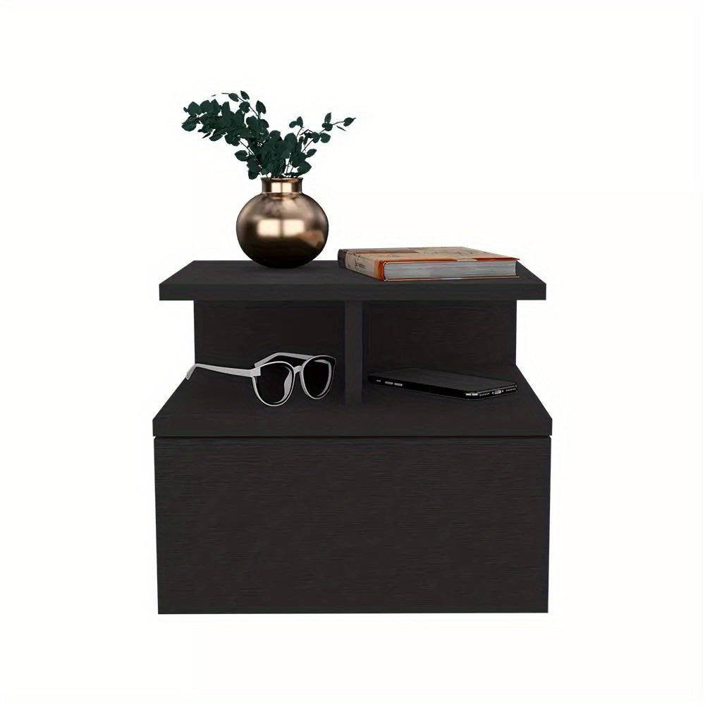 Floating Nightstand Flopini, One Drawer, Black Wengue Finish