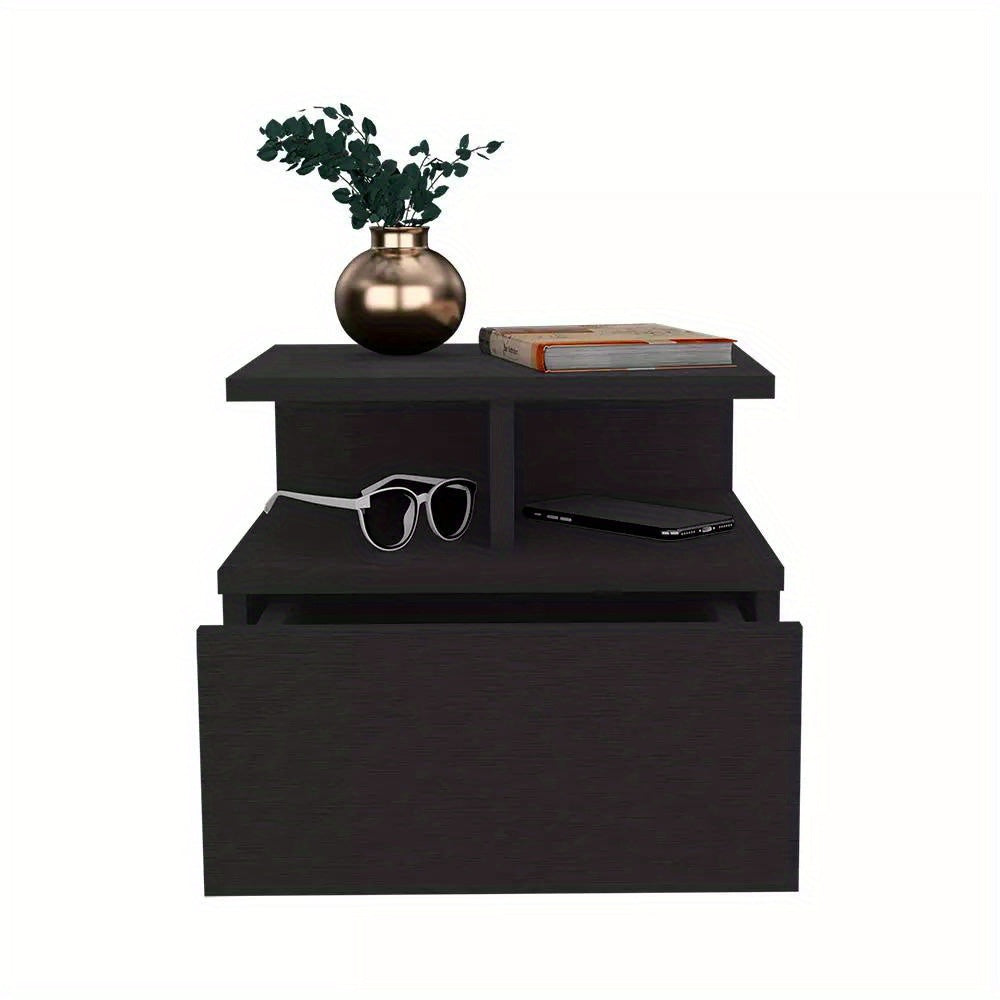 Floating Nightstand Flopini, One Drawer, Black Wengue Finish