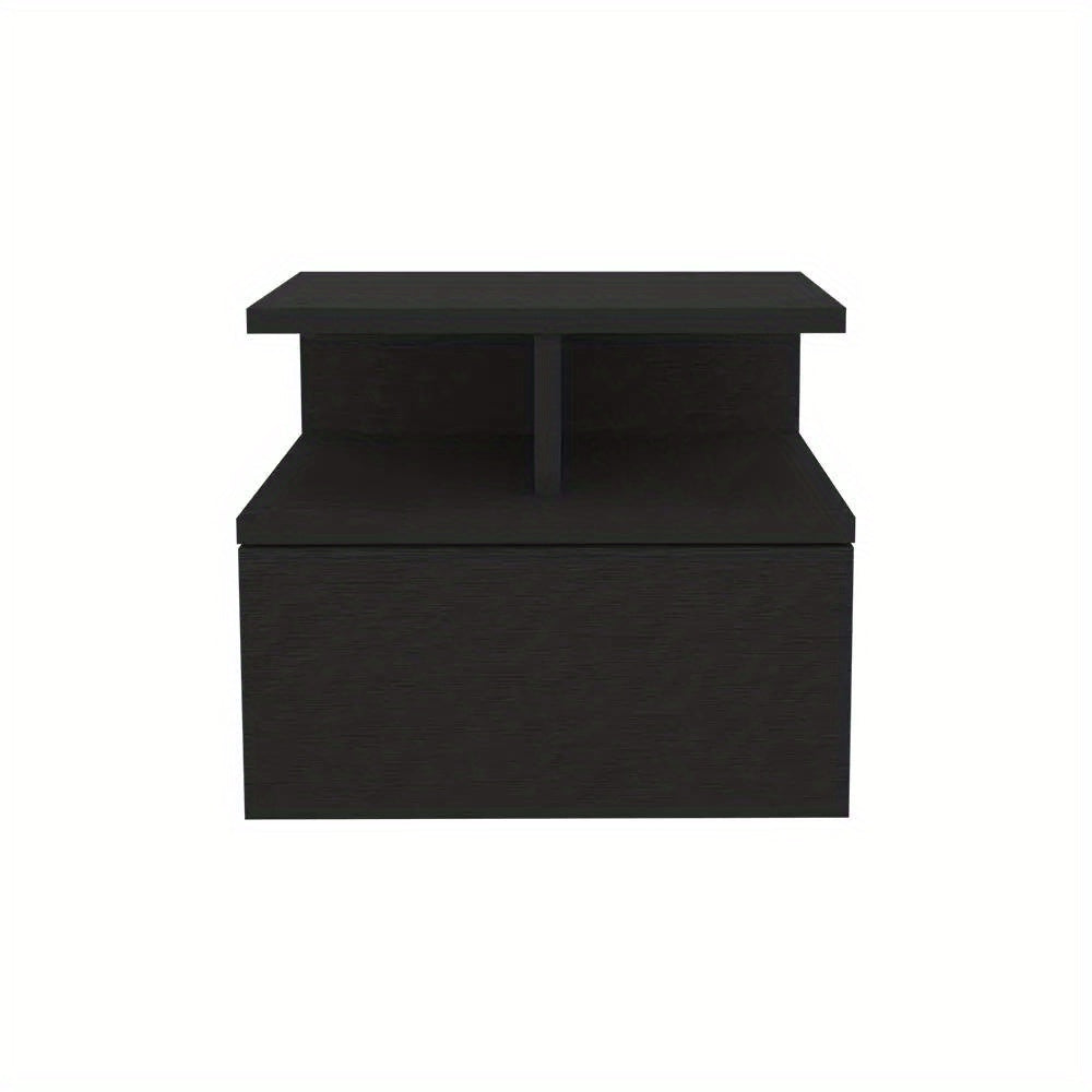 Floating Nightstand Flopini, One Drawer, Black Wengue Finish