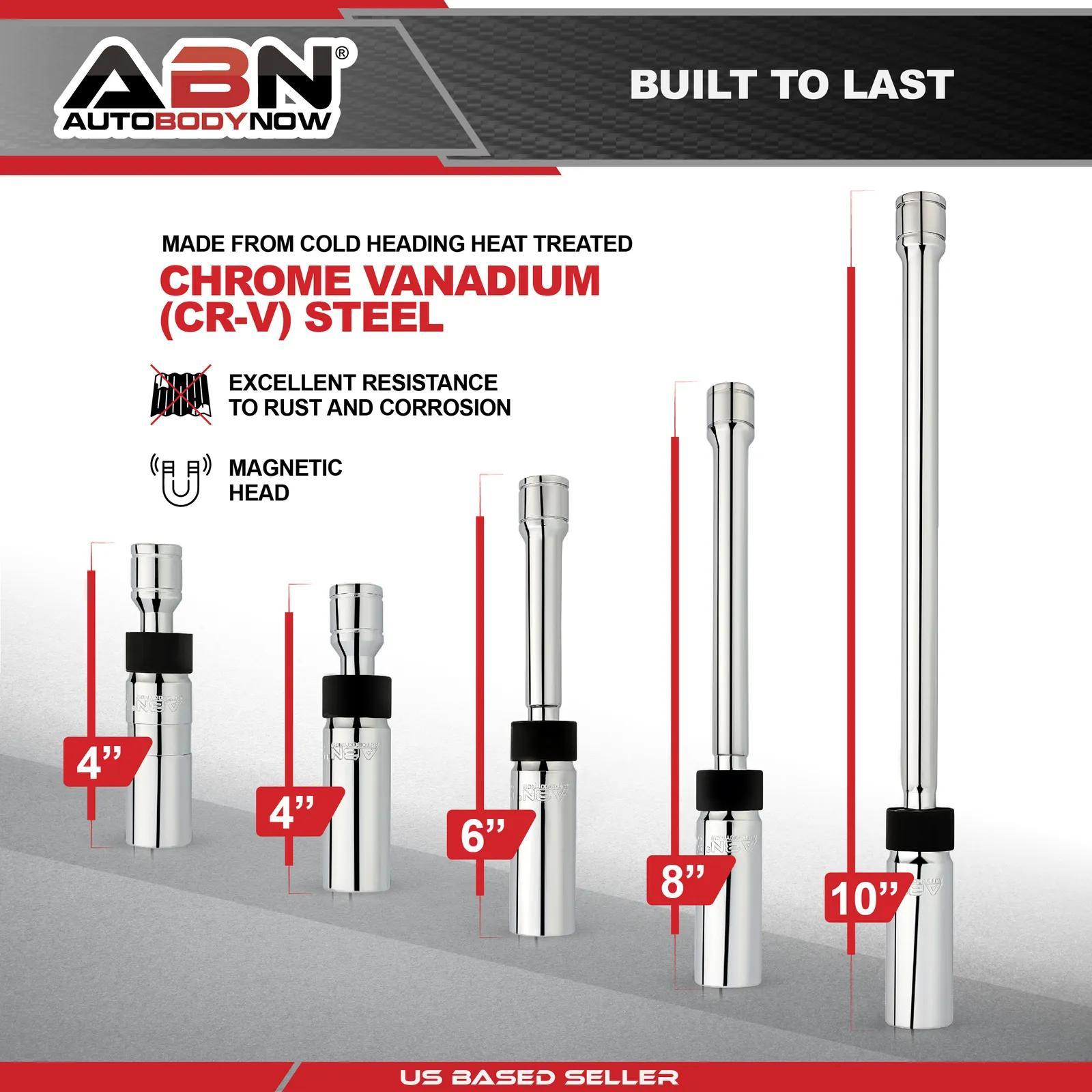 Magnetic Spark Plug Socket Set – 5-Piece 6-Point & 12-Point Swivel Spark Plug Removal Tool Kit with 3/8" Drive, Chrome Vanadium Steel, EVA Storage Case