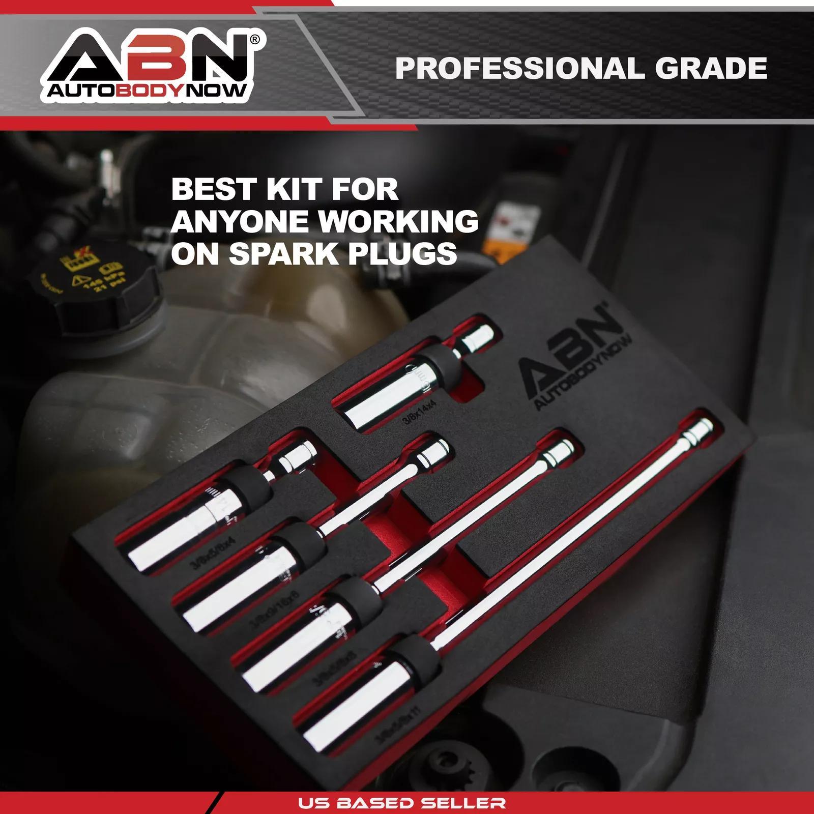 Magnetic Spark Plug Socket Set – 5-Piece 6-Point & 12-Point Swivel Spark Plug Removal Tool Kit with 3/8" Drive, Chrome Vanadium Steel, EVA Storage Case