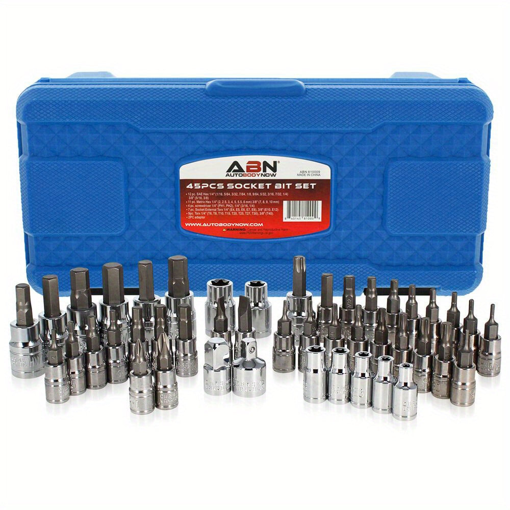 Master Combination Torx Bit Socket Set - 45pc SAE and Metric Hex Socket Set