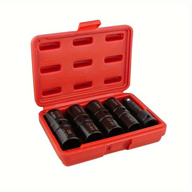 Double Side Lug Nut Socket Set, 5Pc - 1/2-Inch Drive Flip Impact Sockets