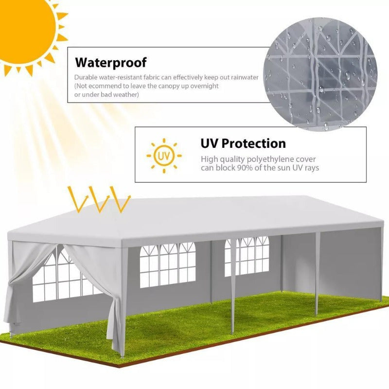 10FT x30FT White Outdoor Gazebo Canopy Wedding Party Tent 8 Removable Walls 8