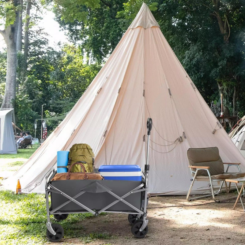 Wagon Folding Cart Collapsible Garden Beach Utility Outdoor Camping Sports Gray