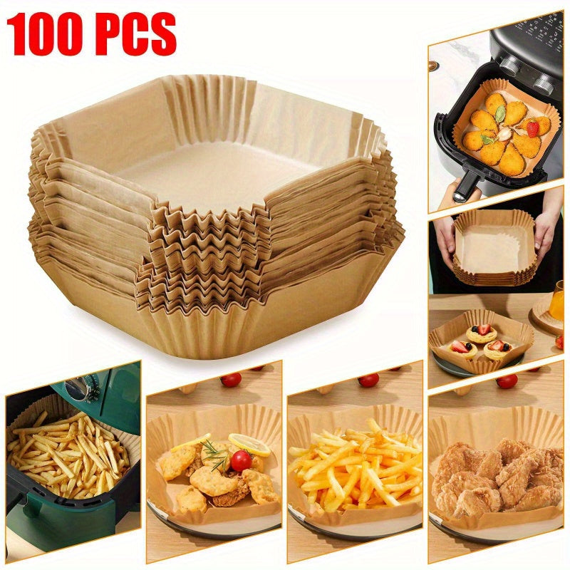 100Pcs Disposable Paper Non-stick for Food Air Fryer Liner Oven Baking Microwave