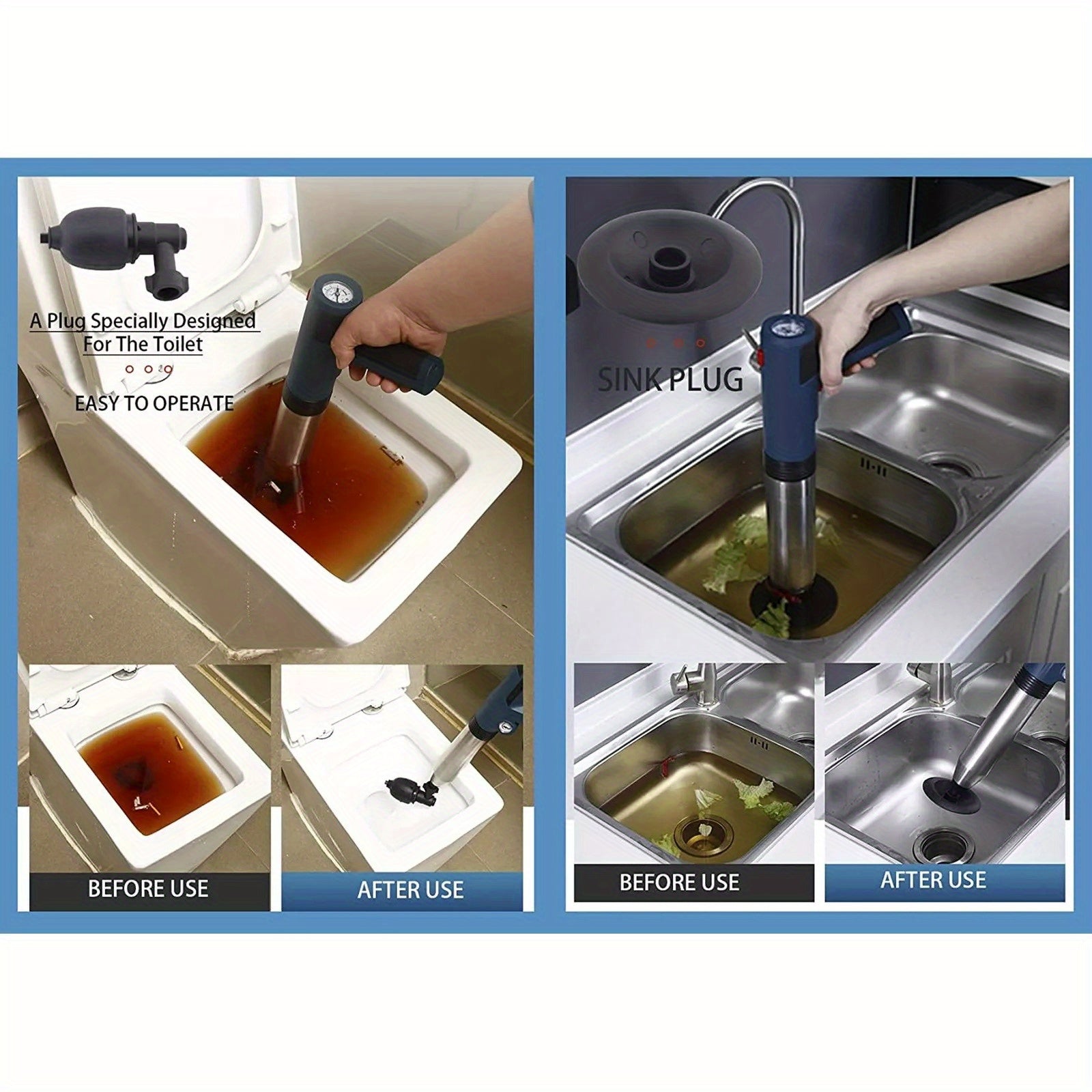Effective Pipe Unclogging Tool, High-Pressure Air Gun Plunger