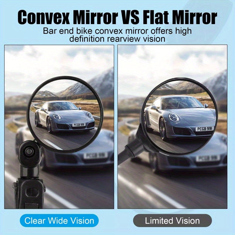 2Pcs Bike Mirror Rotaty Round MTB Road Handlebar Bicycle Rear View Glass Cycling Sporting Goods Bicycle Accessories Clamp