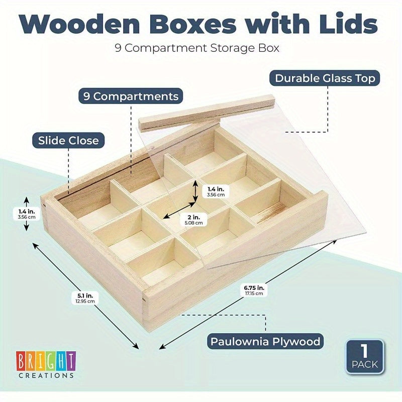 2 Pcs Wooden Jewelry Boxes with Clear Lid Bead Storage Container Earring Organizer