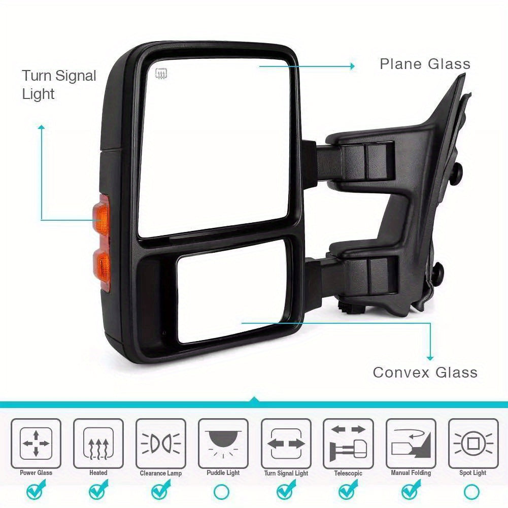 Driver Side Power Heated Tow Mirror for 2008-2016 Ford F250 F350 F450 Super Duty