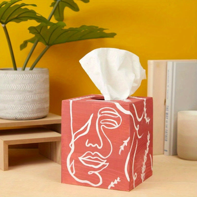2 Pcs Unfinished Wooden Tissue Box Cover DIY Crafts Home Decor, 5x5.5 inches