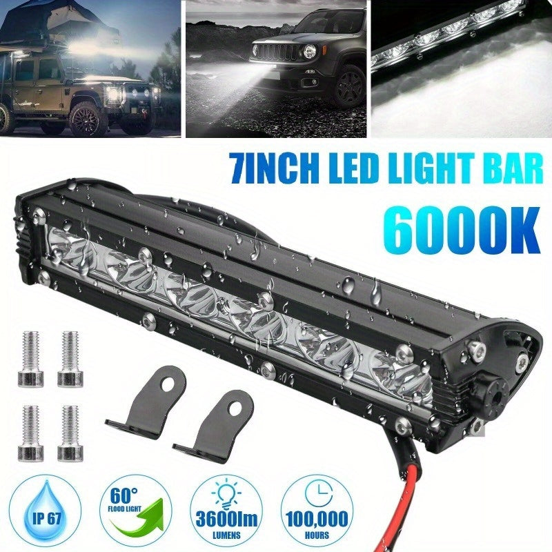 7'' 18W Spot Flood LED Work Light Bar Lamp Driving Fog Offroad SUV 4WD Car Truck ATV Boats Automobile Accesories