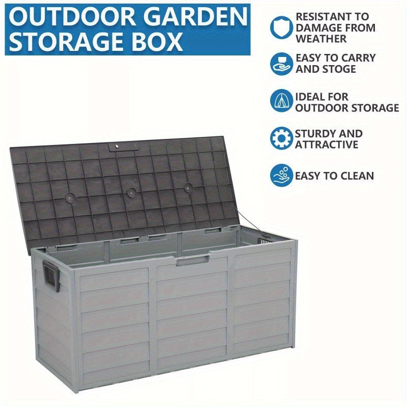 All Weather UV Swimming Pool Deck Box Storage Shed Backyard Patio Outdoor with Wheels