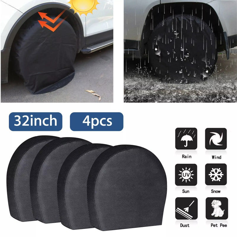4PCS Waterproof Tire Covers Wheel & Tyre RV Trailer Camper Sun Protector Fit For RV Trailers Campers Cars Trucks and other automobiles 30"-32"