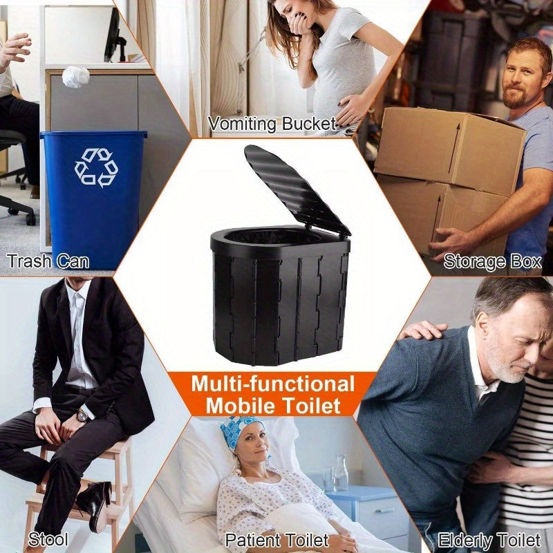 Portable Outdoor Emergency Toilet - Cover Camping Car Travel Porta Potty with 60 pcs Garbage Bags