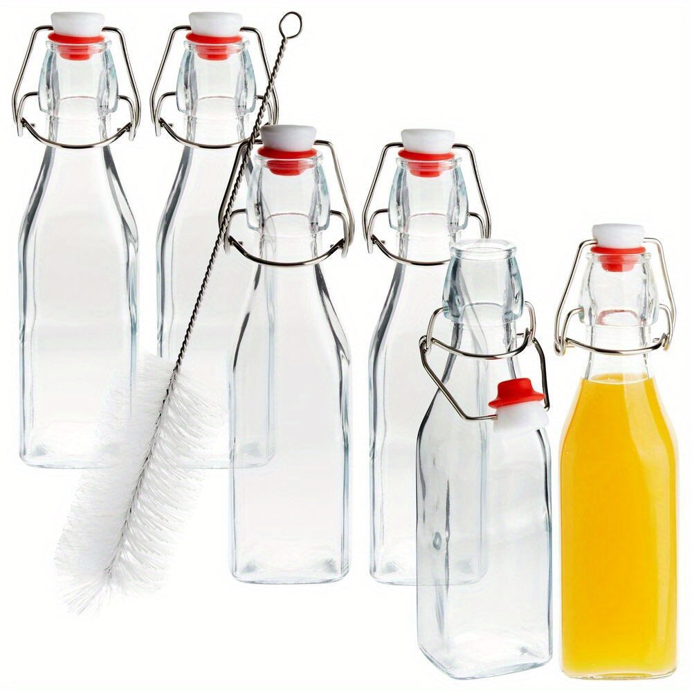 6 Pcs 8 oz Swing Top Glass Bottles with Cleaning Brush for Multi Purpose Use