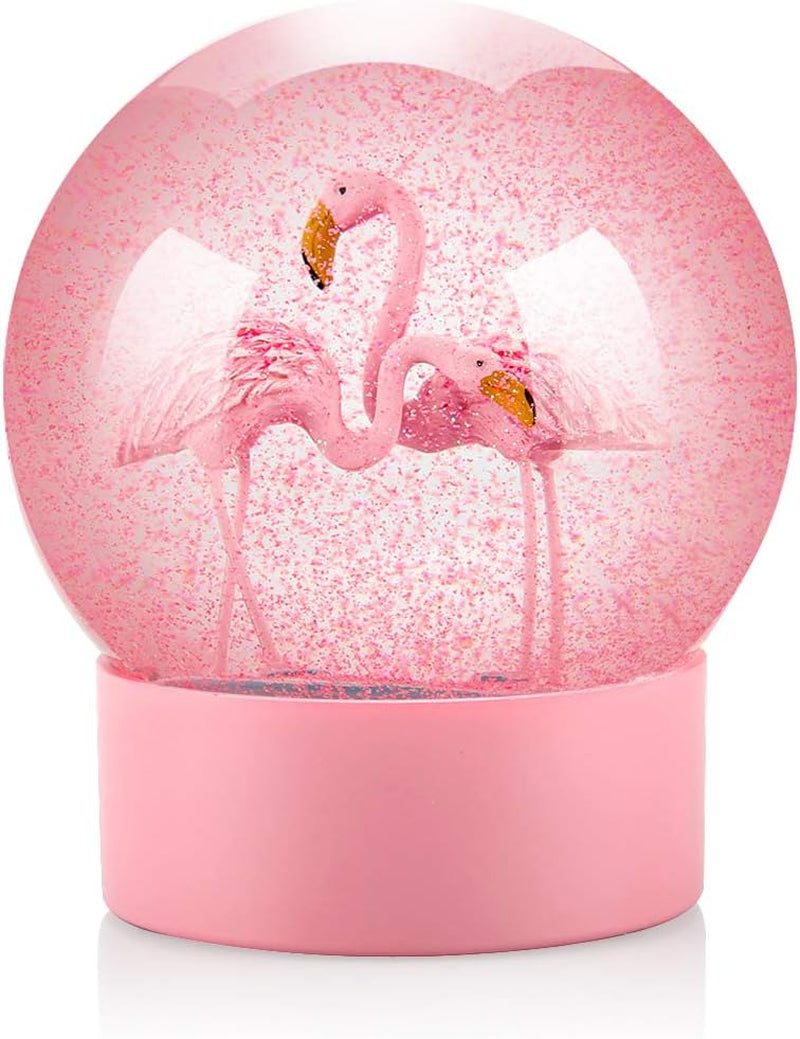 Snow Globe, Pink Flamingo Snow Globe Glitter Snow Globe for Kids, Christmas Snow Globe 100M Birthday Gift