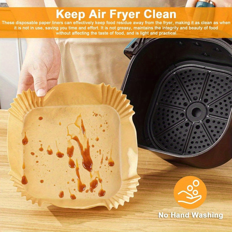 100Pcs Disposable Paper Non-stick for Food Air Fryer Liner Oven Baking Microwave