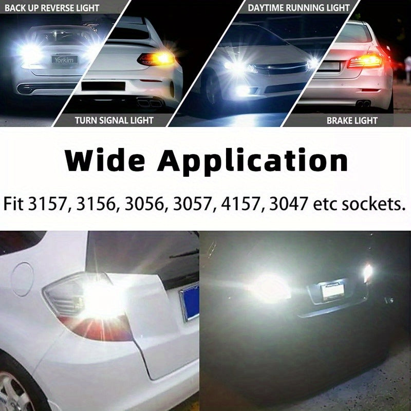 10pcs 3157 3156 18SMD LED Reverse Tail Brake Turn Signal Light Bulbs 6000K White Car Electronics Accessories Car Lighting Front, Rear, Left Right Placement