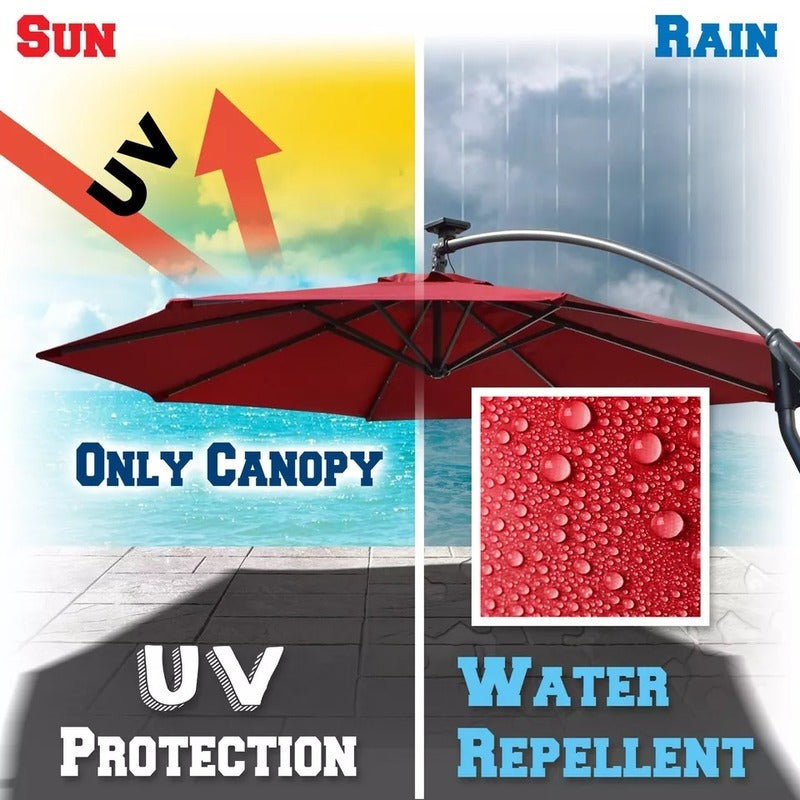 6.5/9/10ft Cantilever Patio Offset Umbrella Replacement Canopy Parasol Top Cover