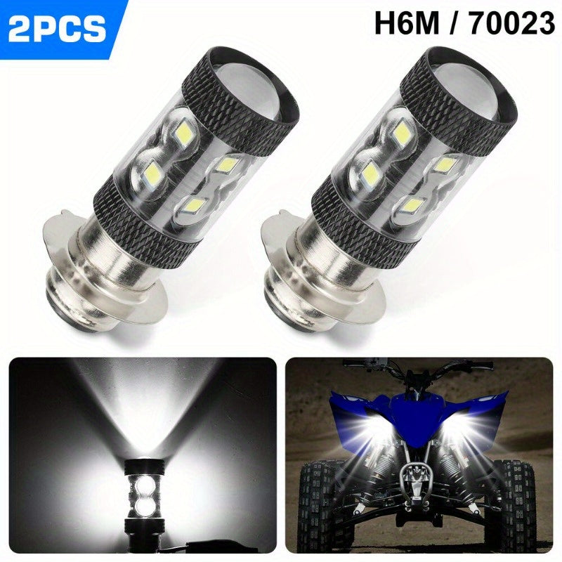 2x 6000K HID White H6M LED Headlight For Yamaha YFZ450R Rhino 700 Raptor YFM660 LED Aluminum Alloy Lighting Lamps 1200LM